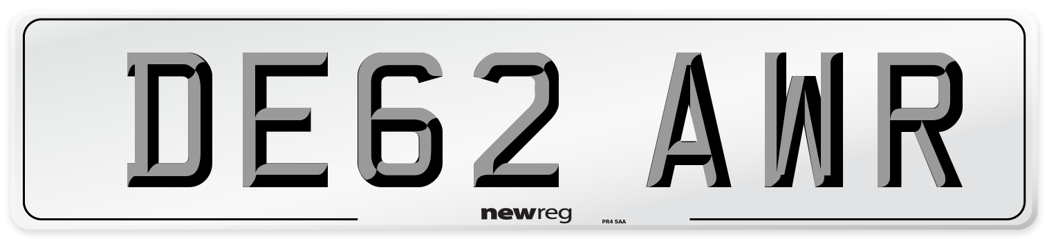 DE62 AWR Number Plate from New Reg